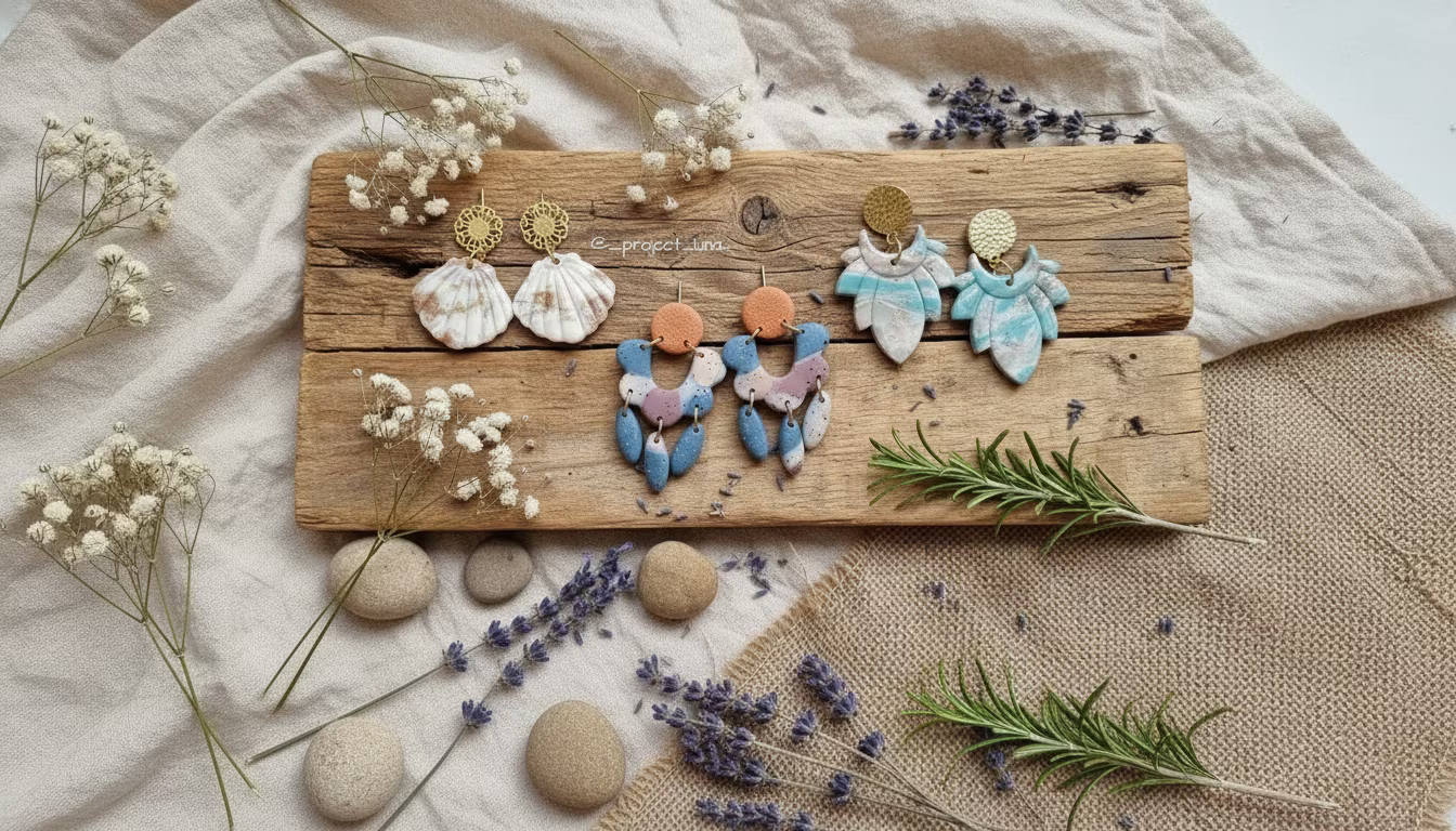 Kolczyki z gliny polimerowej i żywicy